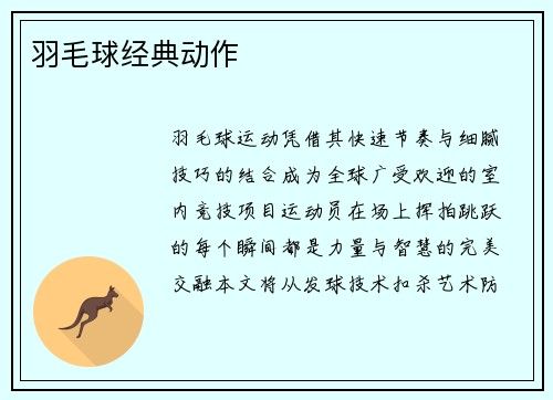 羽毛球经典动作
